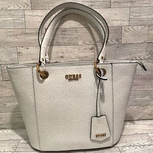 Guess Ivory Embossed Tote